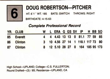 1988 Cal League All-Stars #6 Doug Robertson Back