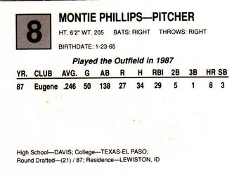 1988 Cal League All-Stars #8 Montie Phillips Back