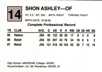 1988 Cal League All-Stars #14 Shon Ashley Back