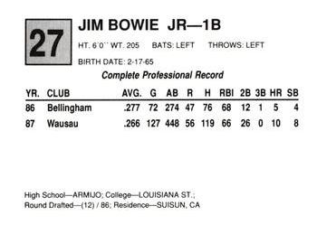 1988 Cal League All-Stars #27 Jim Bowie Back