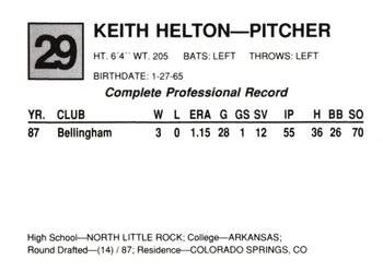 1988 Cal League All-Stars #29 Keith Helton Back