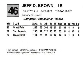 1988 Cal League All-Stars #46 Jeff Brown Back