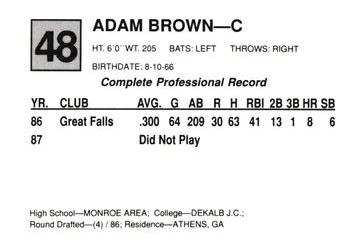 1988 Cal League All-Stars #48 Adam Brown Back