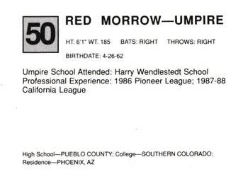 1988 Cal League All-Stars #50 Red Morrow Back