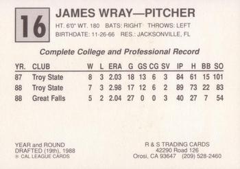 1989 Cal League All-Stars #16 James Wray Back