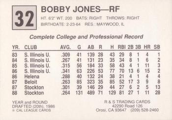 1989 Cal League All-Stars #32 Bobby Jones Back