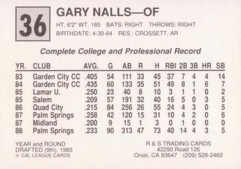 1989 Cal League All-Stars #36 Gary Nalls Back