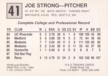 1989 Cal League All-Stars #41 Joe Strong Back