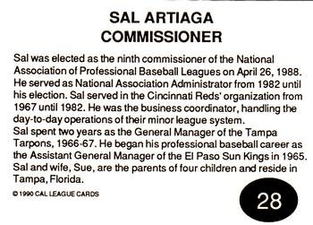 1990 Cal League All-Stars #28 Sal Artiaga Back