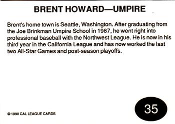 1990 Cal League All-Stars #35 Brent Howard Back