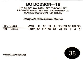 1990 Cal League All-Stars #38 Bo Dodson Back