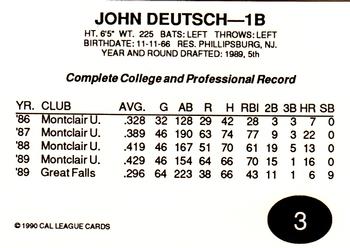 1990 Cal League All-Stars #3 John Deutsch Back