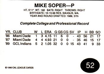 1990 Cal League All-Stars #52 Mike Soper Back