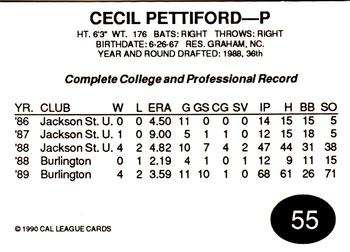 1990 Cal League All-Stars #55 Cecil Pettiford Back