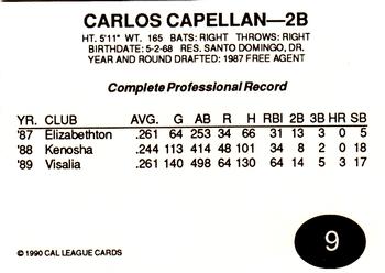 1990 Cal League All-Stars #9 Carlos Capellan Back