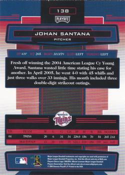 2005 Playoff Absolute Memorabilia #138 Johan Santana Back