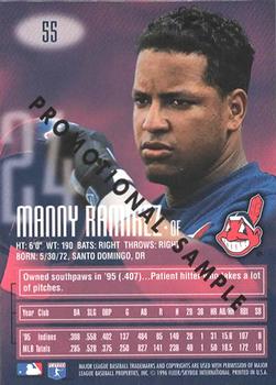 1996 E-Motion XL #P55 Manny Ramirez Promo Back