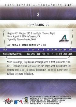 2005 SkyBox Autographics #3 Troy Glaus Back
