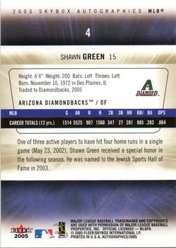 2005 SkyBox Autographics #4 Shawn Green Back