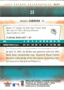 2005 SkyBox Autographics #23 Miguel Cabrera Back