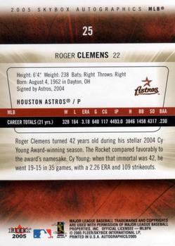 2005 SkyBox Autographics #25 Roger Clemens Back