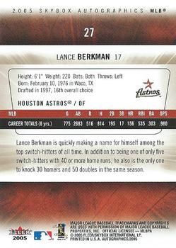 2005 SkyBox Autographics #27 Lance Berkman Back