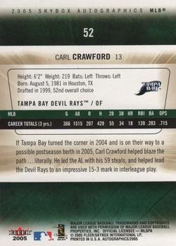 2005 SkyBox Autographics #52 Carl Crawford Back