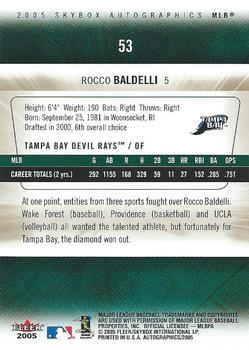 2005 SkyBox Autographics #53 Rocco Baldelli Back