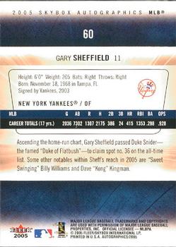 2005 SkyBox Autographics #60 Gary Sheffield Back