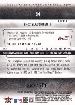 2005 SkyBox Autographics #84 Enos Slaughter Back
