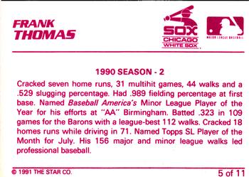1991 Star Frank Thomas #5 Frank Thomas Back