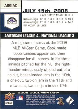 2008 Upper Deck Documentary - All-Star Game #ASG-AC Aaron Cook Back