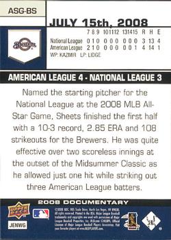 2008 Upper Deck Documentary - All-Star Game #ASG-BS Ben Sheets Back