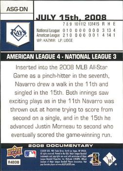 2008 Upper Deck Documentary - All-Star Game #ASG-DN Dioner Navarro Back