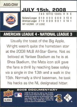 2008 Upper Deck Documentary - All-Star Game #ASG-DW David Wright Back
