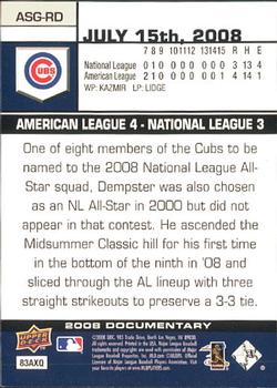 2008 Upper Deck Documentary - All-Star Game #ASG-RD Ryan Dempster Back