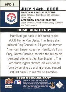 2008 Upper Deck Documentary - Home Run Derby #HRD-1 Josh Hamilton Back