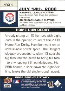 2008 Upper Deck Documentary - Home Run Derby #HRD-4 Josh Hamilton Back