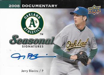 2008 Upper Deck Documentary - Seasonal Signatures #JB Jerry Blevins Front