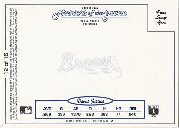 1993 Donruss - Masters of the Game #12 David Justice Back