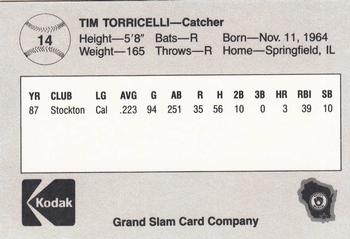 1988 Grand Slam Beloit Brewers #14 Tim Torricelli Back
