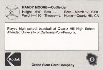 1988 Grand Slam Beloit Brewers #21 Randy Moore Back