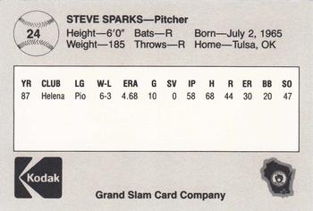 1988 Grand Slam Beloit Brewers #24 Steve Sparks Back