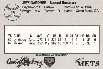 1988 Grand Slam Jackson Mets #10 Jeff Gardner Back