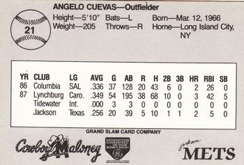 1988 Grand Slam Jackson Mets #21 Angelo Cuevas Back