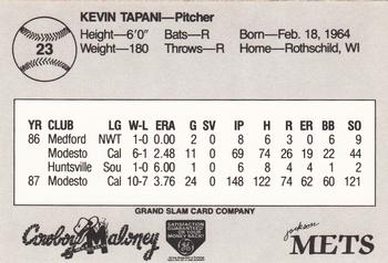 1988 Grand Slam Jackson Mets #23 Kevin Tapani Back