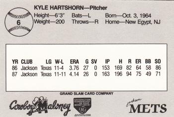 1988 Grand Slam Jackson Mets #6 Kyle Hartshorn Back
