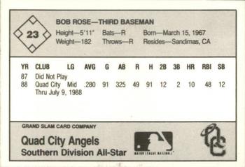 1988 Grand Slam Midwest League All-Stars #23 Bobby Rose Back