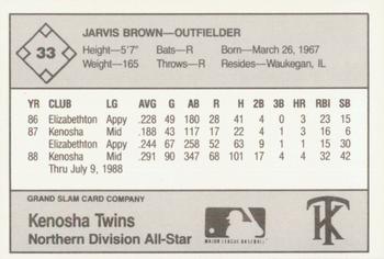 1988 Grand Slam Midwest League All-Stars #33 Jarvis Brown Back