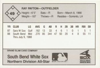 1988 Grand Slam Midwest League All-Stars #49 Ray Payton Back